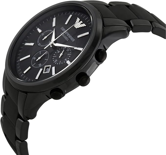 Ceramic Black Date Dial 47mm Men Chronograph Wrist Watch AR1451, black, Chronograph