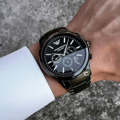 Ceramic Black Date Dial 47mm Men Chronograph Wrist Watch AR1451, black, Chronograph