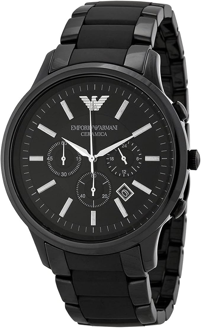 Ceramic Black Date Dial 47mm Men Chronograph Wrist Watch AR1451, black, Chronograph