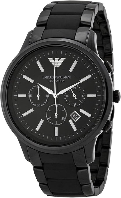 Ceramic Black Date Dial 47mm Men Chronograph Wrist Watch AR1451, black, Chronograph