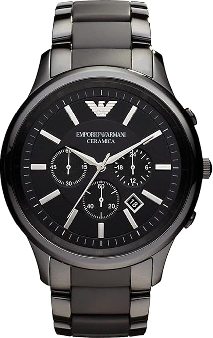 Ceramic Black Date Dial 47mm Men Chronograph Wrist Watch AR1451, black, Chronograph