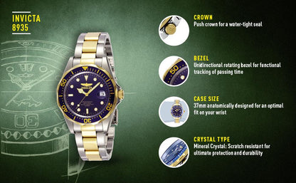 INVICTA-8935 Pro Diver Collection Two-Tone Stainless Steel Watch with Link Bracelet original
