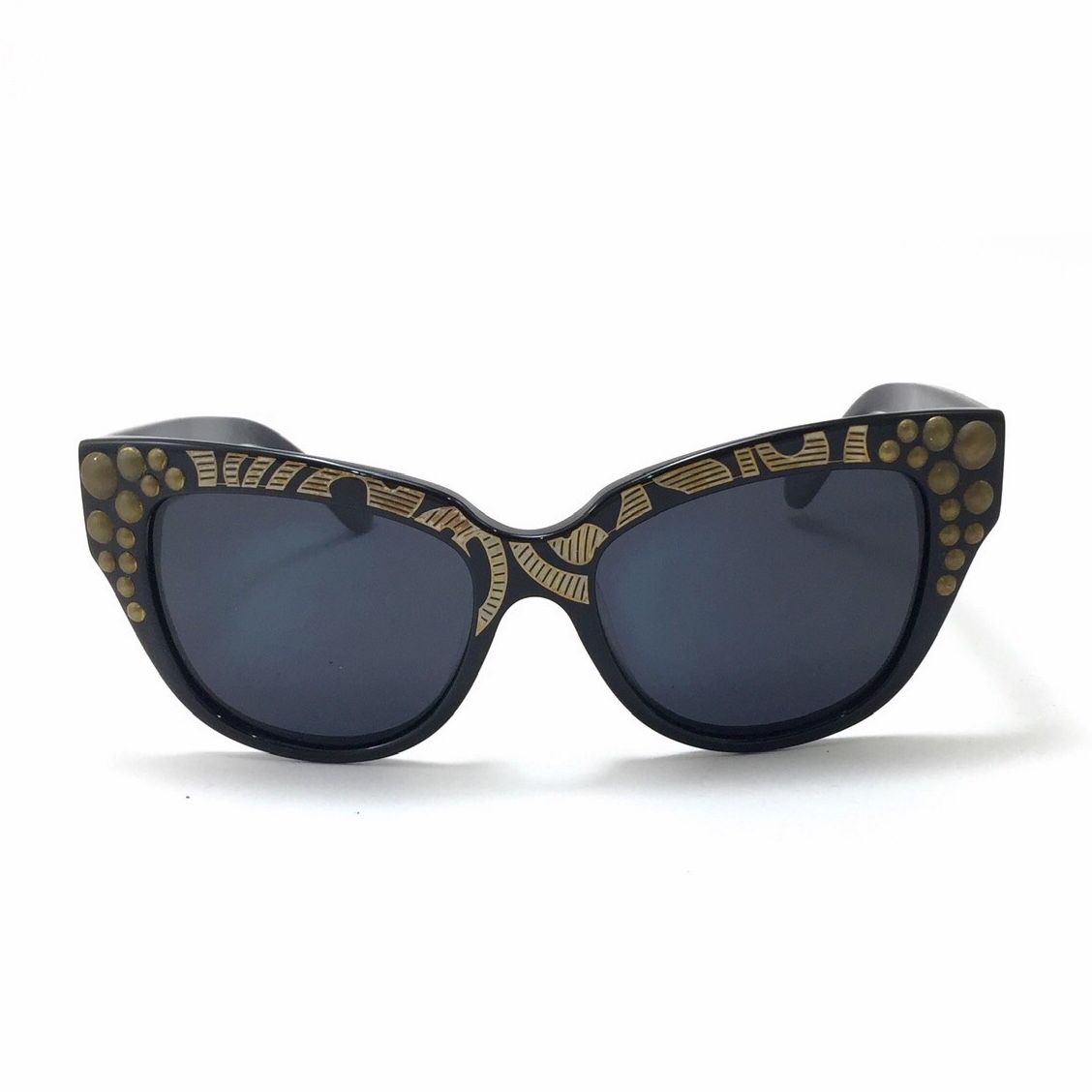 نظارة شمسية شكل عين القطة من انا كارين COCO AND THE ROW\\Mademoiselle d'Or Sunglasses, Black/Gold