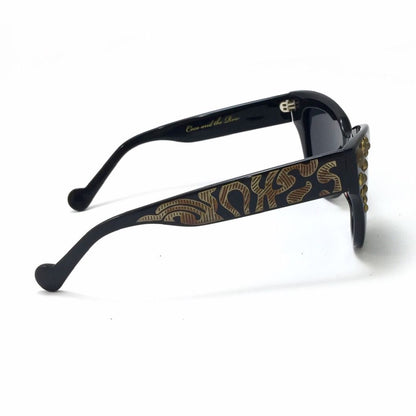 نظارة شمسية شكل عين القطة من انا كارين COCO AND THE ROW\\Mademoiselle d'Or Sunglasses, Black/Gold